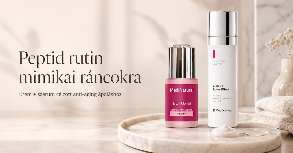 Botox hatású arckrém dm helyett MediNatural prémium peptid rutin mimikai ráncokra