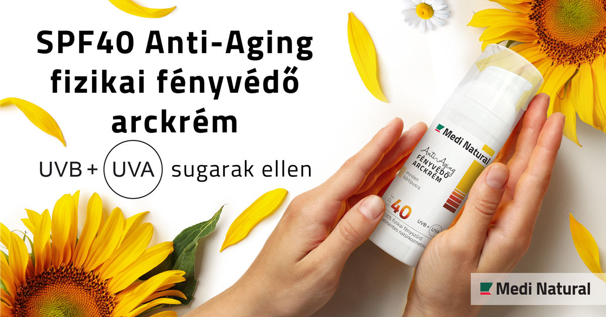 SPF40 Anti-aging fizikai fényvédő arckrém természetes összetevőkkel