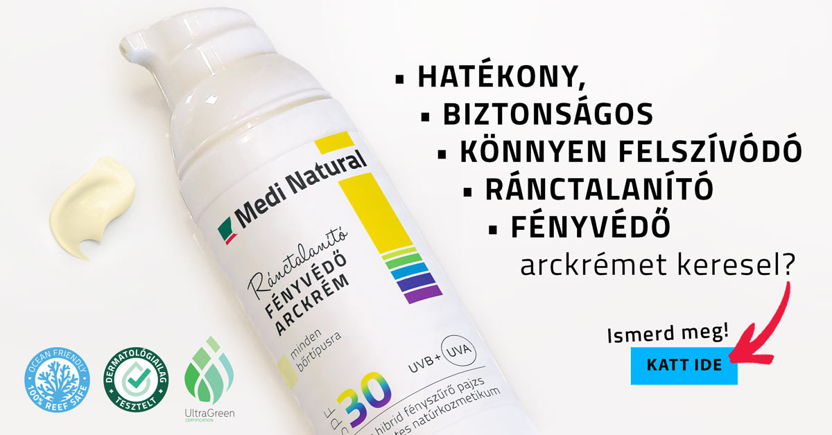 MediNatural SPF30 Ránctalanító fényvédő arckrém Könnyen felszívódik, fehér réteg nélkül
