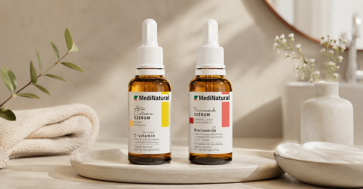 Niacinamid és C-vitamin együtt a bőrápolási rutinban MediNatural szérumokkal