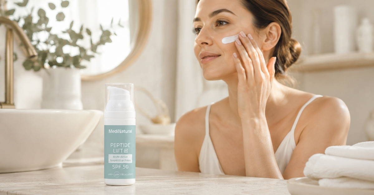 PEPTIDE LIFT+ SPF50 fényvédő arckrém napi arcápolási rutinban