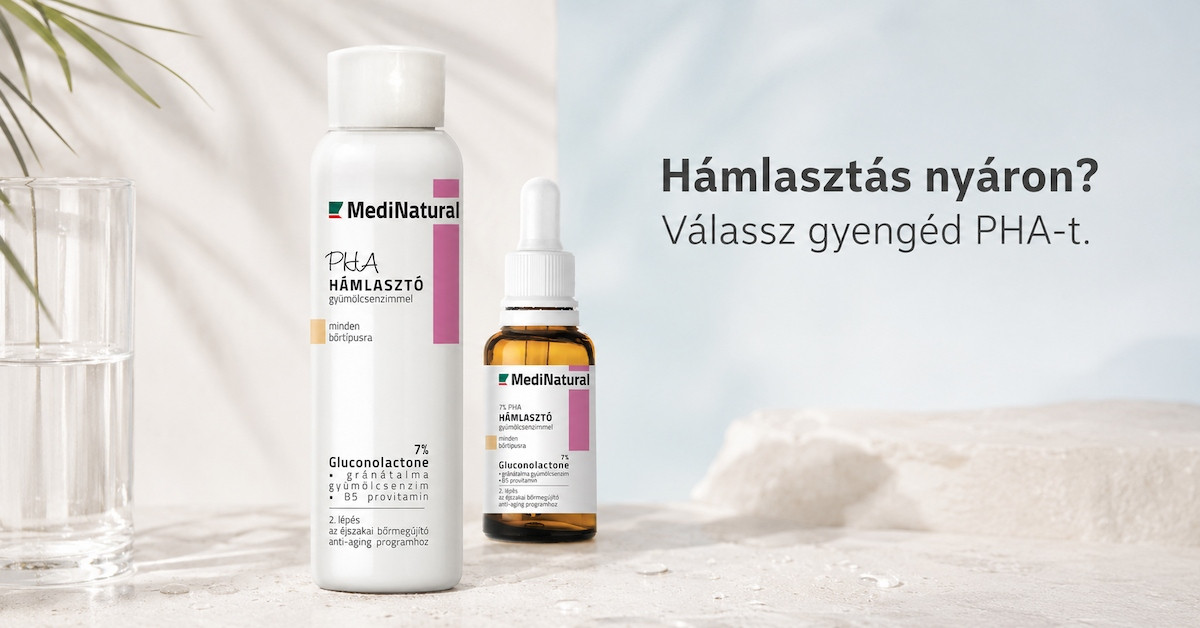 PHA hámlasztó nyáron gyengéd kémiai hámlasztáshoz MediNatural termékkel