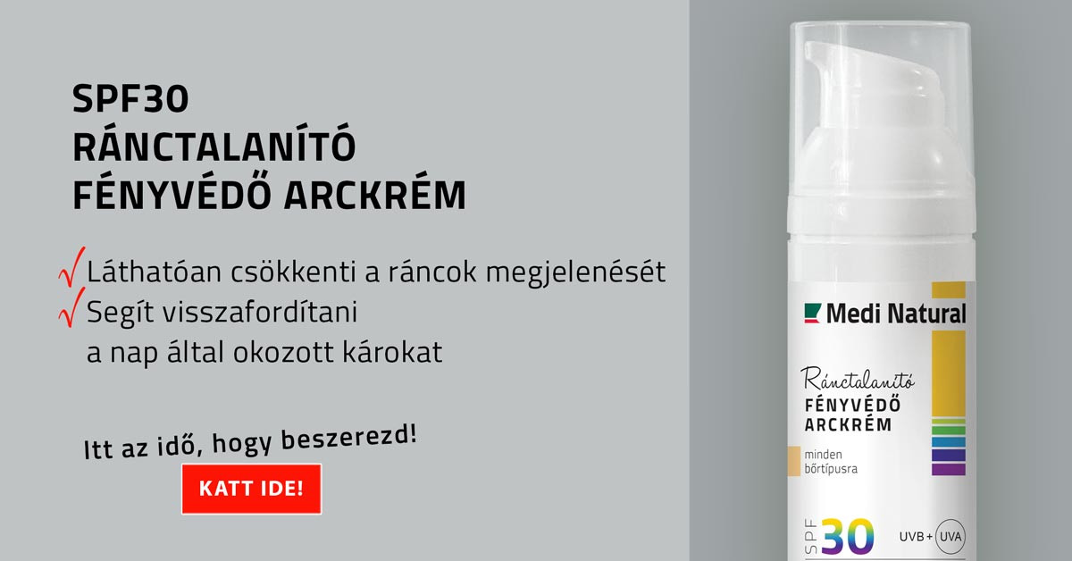 A legjobb ránctalanító krém 40 felett a MediNatural SPF30 Ránctalanító fényvédő arckrém