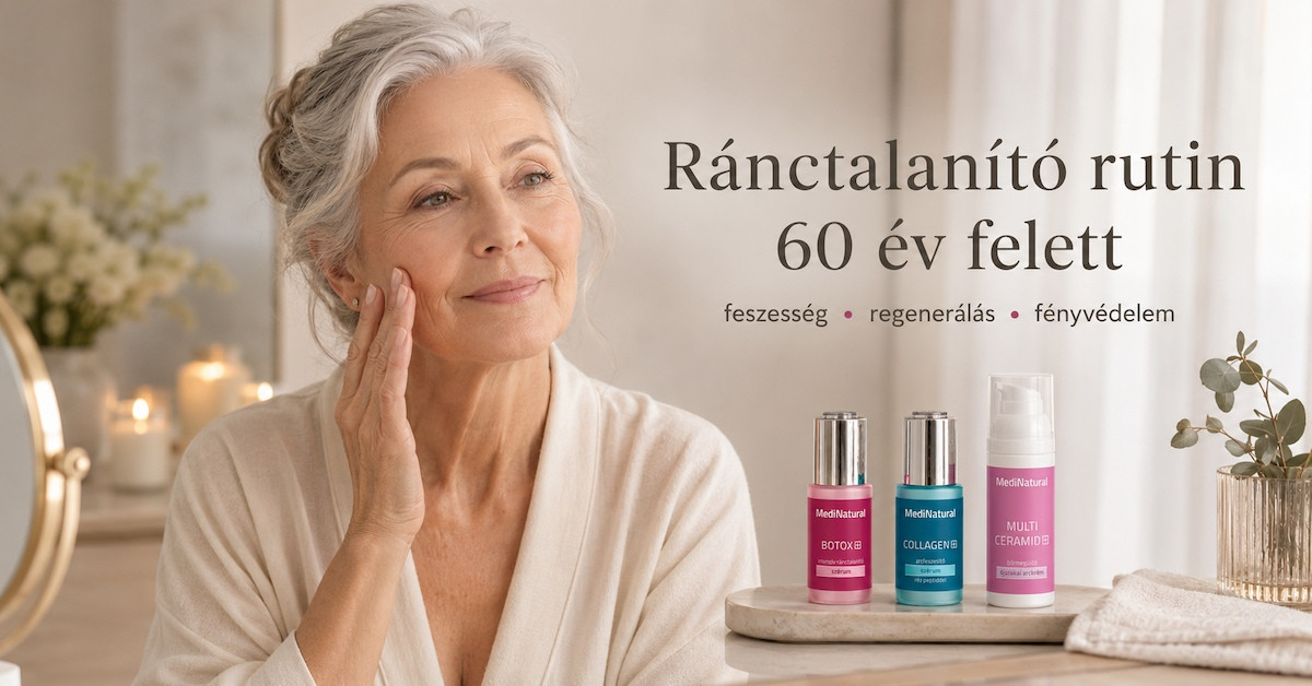 Ránctalanító rutin 60 év felett érett bőrre MediNatural Botox+, Collagen+ és Multi Ceramid+ termékekkel
