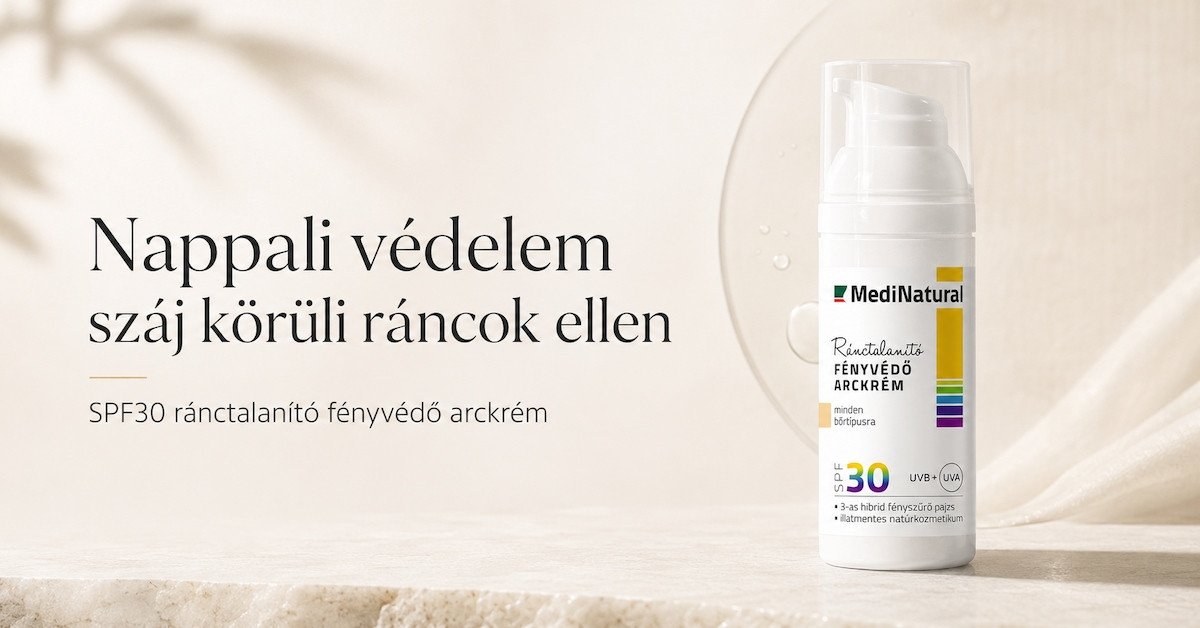 SPF30 ránctalanító fényvédő arckrém száj körüli ráncok megelőzésére