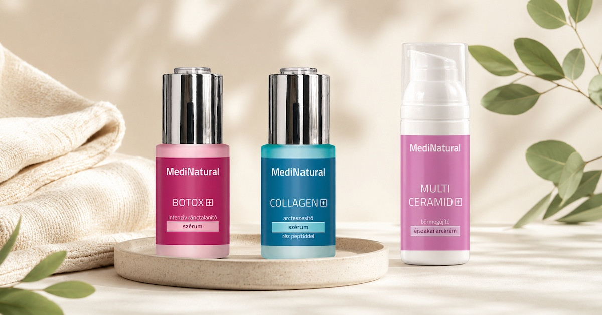 Vegán kozmetikumok tudatos arcápoláshoz MediNatural Botox Collagen és Multi Ceramid termékekkel