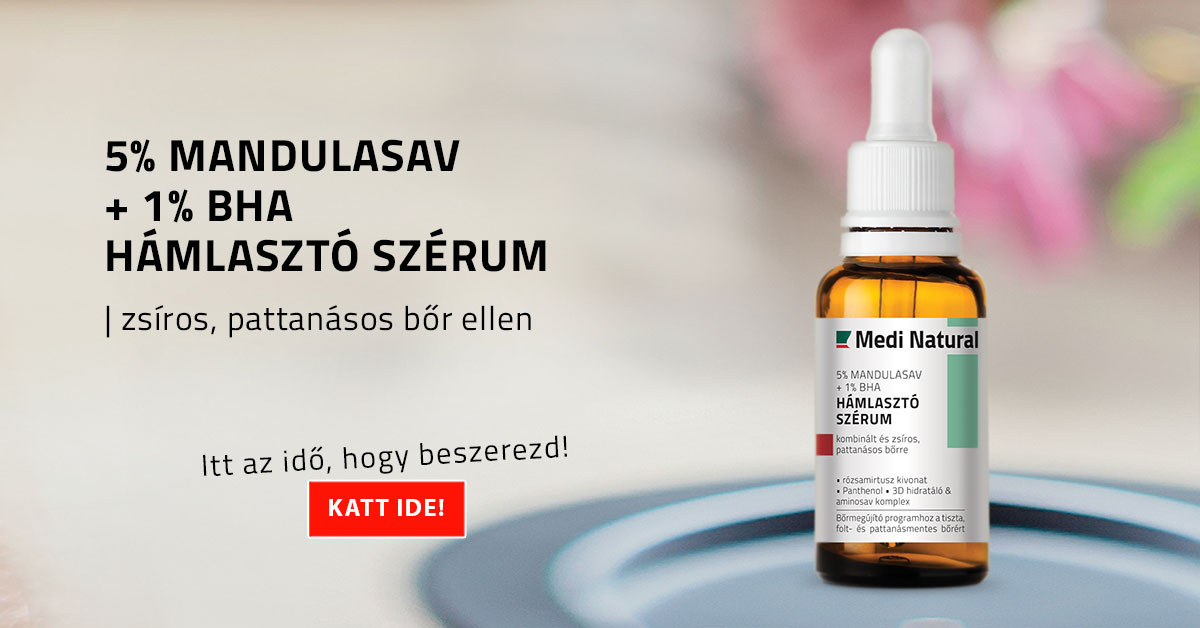 zsíros bőr hámlasztásaés hidratála- Mandulasavas Bha hámlasztó