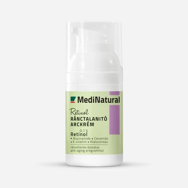 MediNatural Retinol ránctalanító arckrém pumpás flakonban, 0,1% retinollal, éjszakai anti-aging arckrém