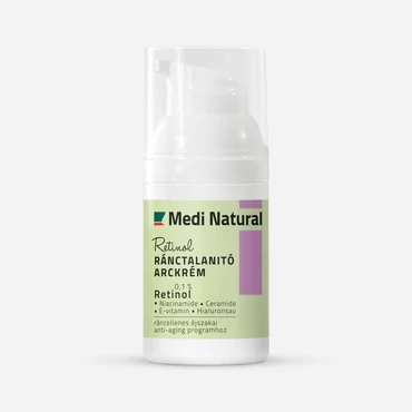 MediNatural Retinol ránctalanító arckrém pumpás flakonban, 0,1% retinollal, éjszakai anti-aging arckrém