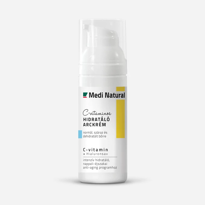 C-vitaminos hidratáló arckrém pumpás flakonban, Medi Natural arckrém normál és száraz bőrre