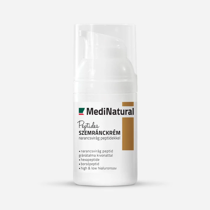 MediNatural Peptides szemránckrém pumpás kiszerelésben, világos háttéren