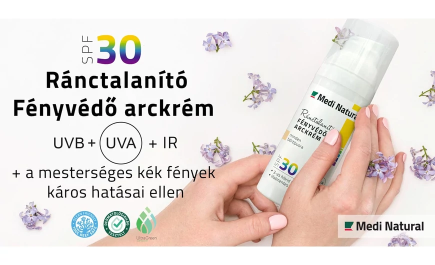 Végre elérhető a legmodernebb MediNatural fényvédő arckrém:  Ránctalanítás, fényvédelem  felsőfokon!